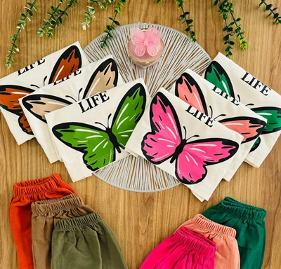 ست سایز بزرگ کراپ و شلوار پروانه ای کد ۱۵۵۲