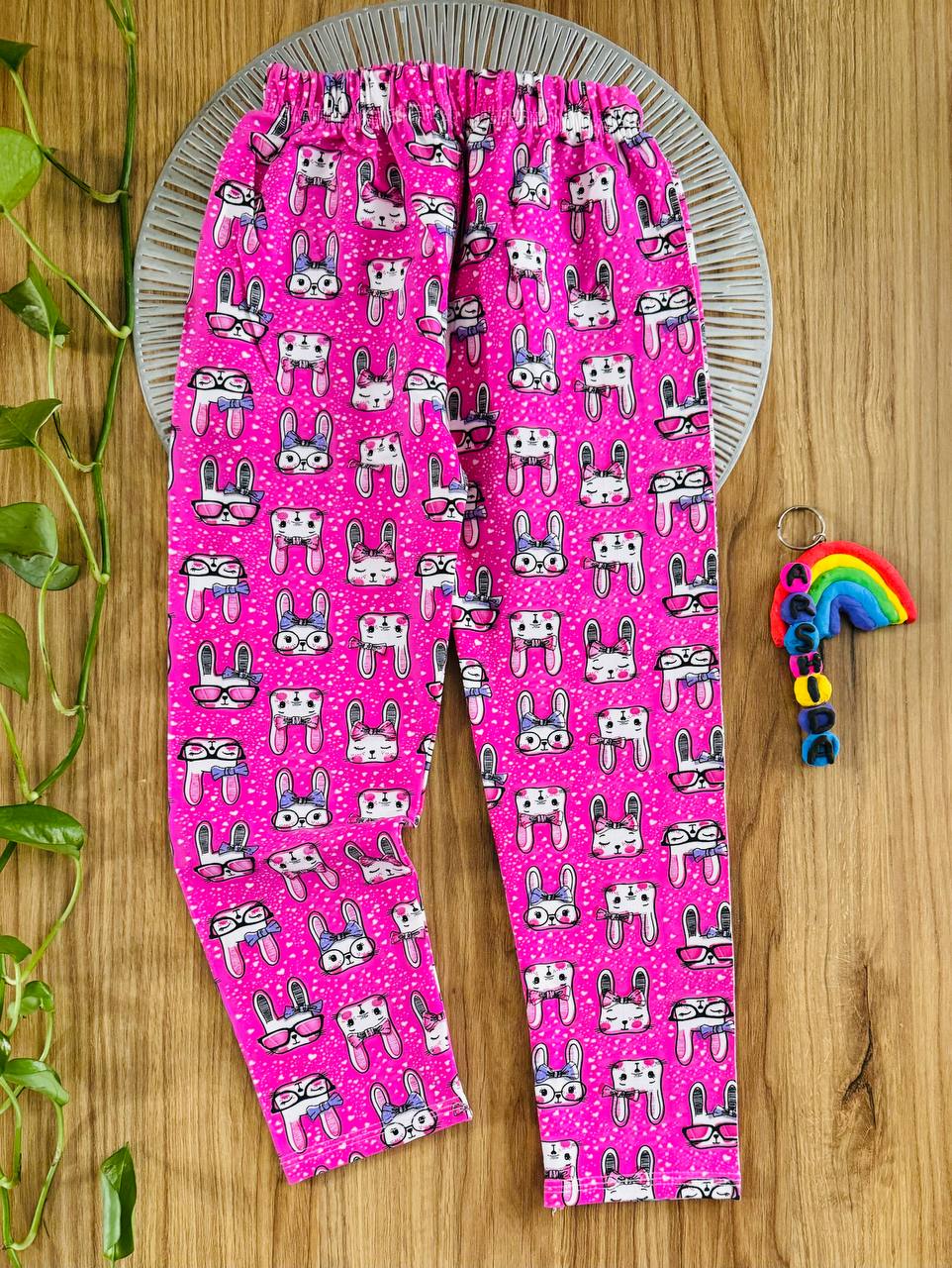 شلوار تک دخترانه طرح خرگوش رنگبندی کد ۲۴۰۰