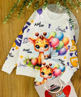 بلوزفینگردار دخترانه طرح زرافه کد1701