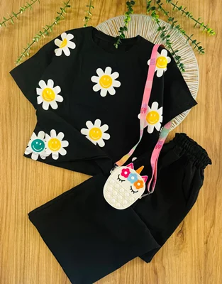 ست بچه گانه دخترونه کراپ و شلوار کد ۱۴۵۴
