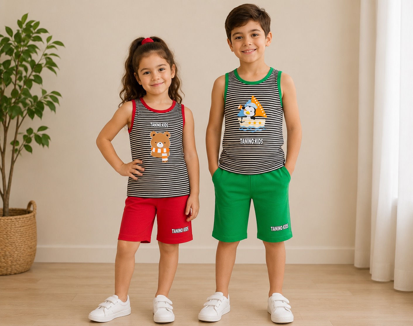 تاپ و شلوارک اسپرت راه راه کد ۲۴۹۷