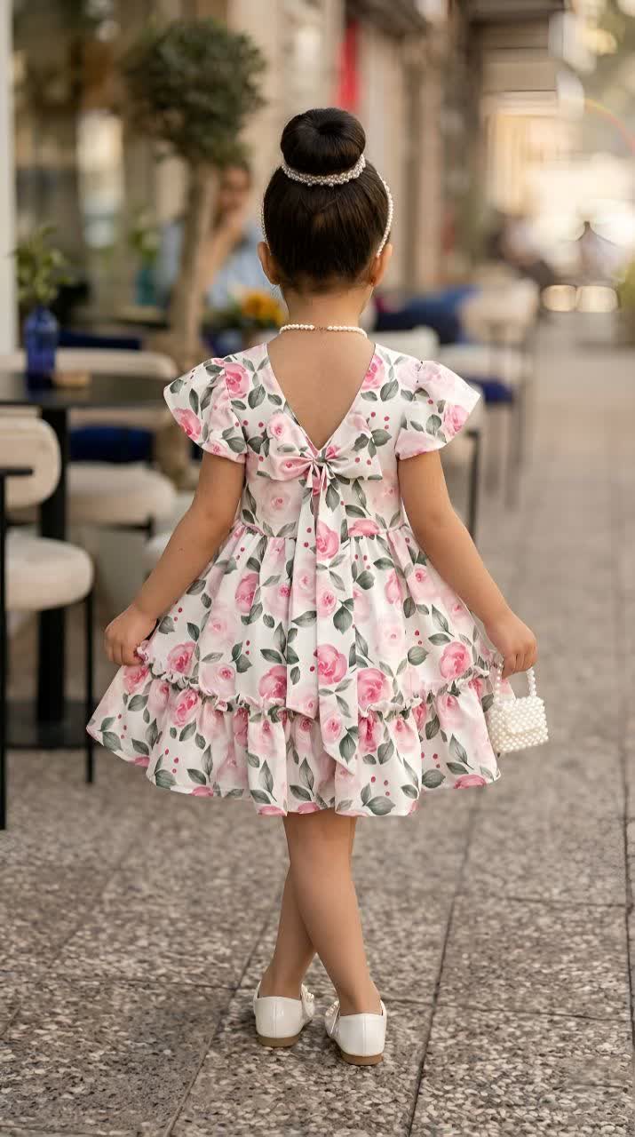 پیراهن گل رز دخترانه کد ۲۵۴۸