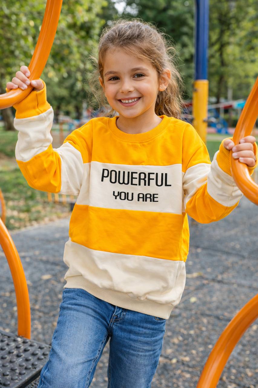 بلوز اسپرت آستین فینگردار طرح POWERFUL کد ۲۴۰۲