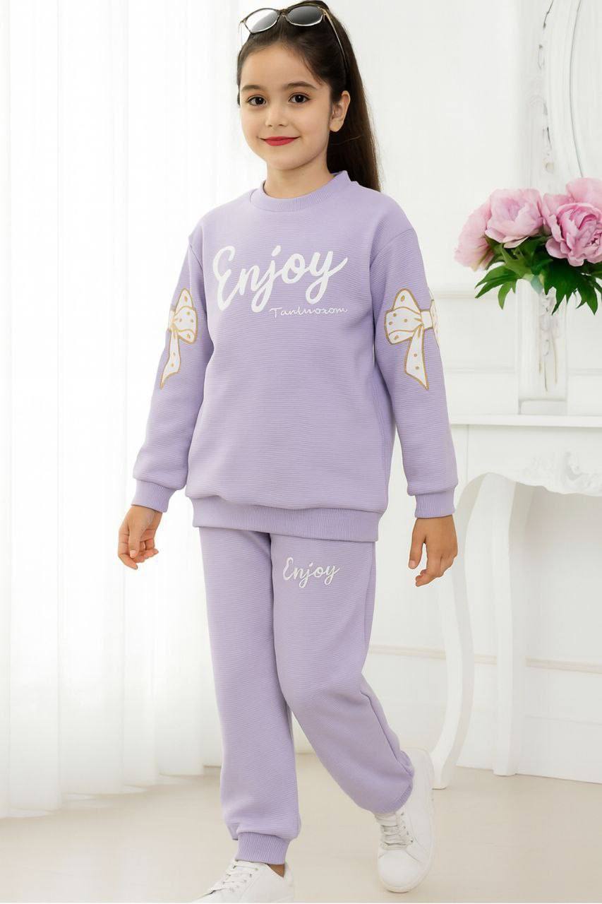 ست بلوز و شلوار طرح پاپیون دخترانه کد ۲۴۱۷