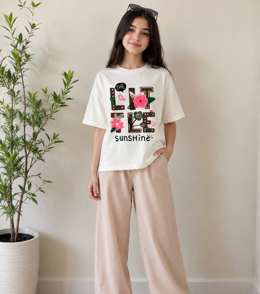 ست تیشرت و شلوار دخترانه اسپرت مدلSunshine  کد ۲۶۲۲